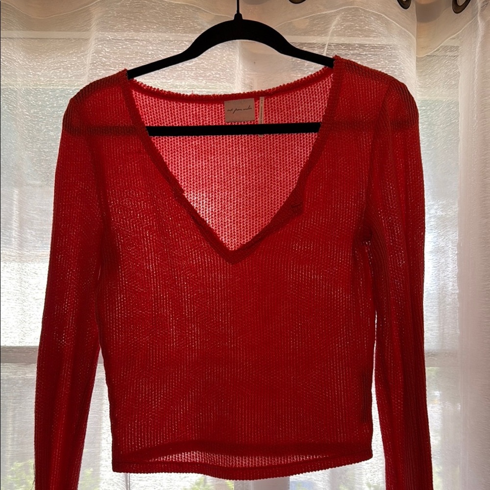 Orange V-Neck Knit Sweater